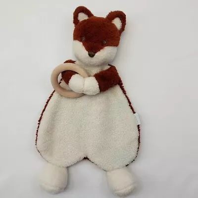 Mud Pie Fox Lovey Baby Blanket Woobie Wood Teether Security Blanket Fleece  • $12