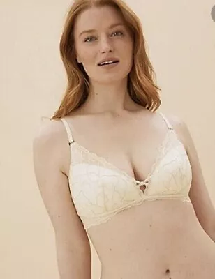 BNWT M&S Autograph Cream Wirefree Padded Full Cup Bra - UK 12            (ST143) • £7.99