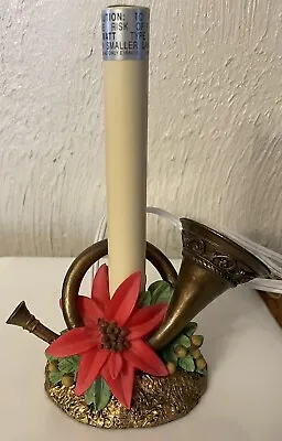 Vintage Single Christmas Candle Candolier Electric Poinsettia French Horn Motif • $6.99