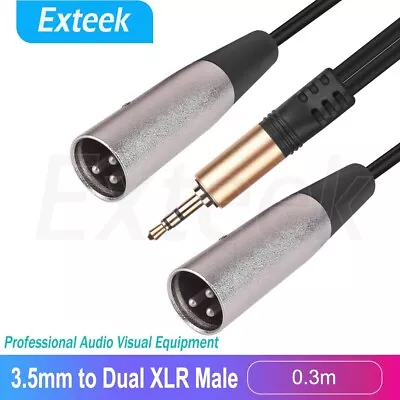 3.5mm Stereo Jack To Dual XLR Male Y Adapter PC Laptop Mixer PA Speaker Camera • $8.95