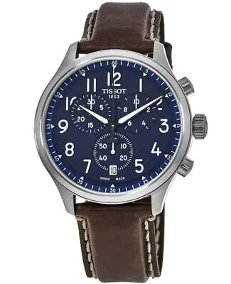 New Tissot Chrono XL Vintage Blue Dial Leather Men's Watch T116.617.16.042.00 • $286