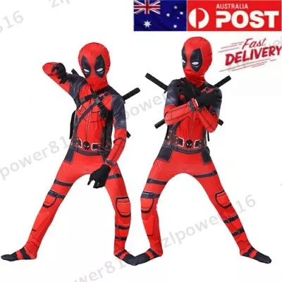 Adult Kids Deadpool Costume Superhero Halloween Boy Cosplay Fancy Dress Jumpsuit • $26.99