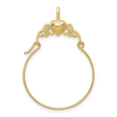 14K Gold Polished Heart Charm Holder Jewelry 34mm X 22mm • £101.47