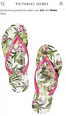 NEW Havaianas X Victoria's Secret Slim Flip-Flop Green Pink Size 9/10-SHIPS FREE • $18.95