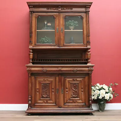 $1650 • Buy Antique French Walnut Bookcase, French Two Height China Cabinet, Hall Cupboard