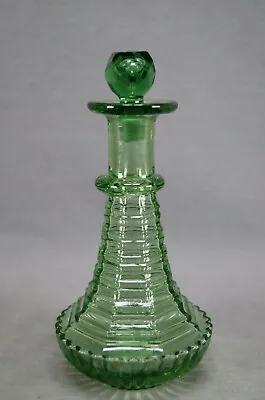 $150 • Buy Bohemian Mold Blown Stepped Yellow Green Glass Cologne Bottle Circa 1860s