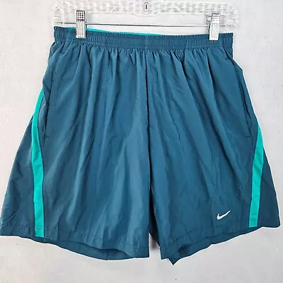 Nike Running Lined Shorts Mens Medium Green Dri-Fit Zipper Pocket 695441-346 • $34.88