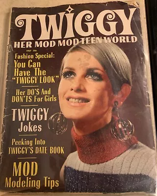 Twiggy Her Mod Mod Teen World Magazine Vintage 1967  • $39.99