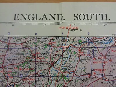 WW2 (April 1944) RAF Map  ENGLAND SOUTH  With KEY NAVAL PORTS (Air Sheet 11) • £27.50