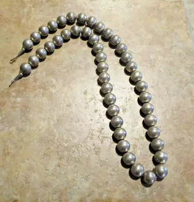 30  Vintage Native Southwestern Navajo ? Sterling Silver PEARLS Bead Necklace • $249