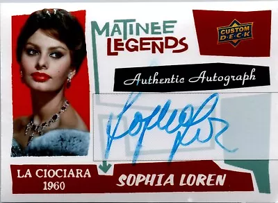 Sophia Loren Authentic Autographed Signed Matinee Legends Custom Trading Card • $30.73