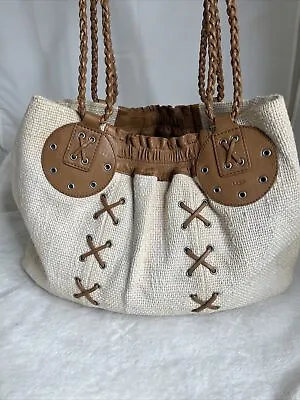 UGG Beige Fabric Mesh Bag With Brown Trim Leather Decoration • $32