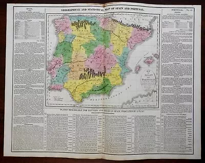 Spain & Portugal Galicia Grenada Catalonia Algarve 1820 Carey Gros & Yaeger Map • $52