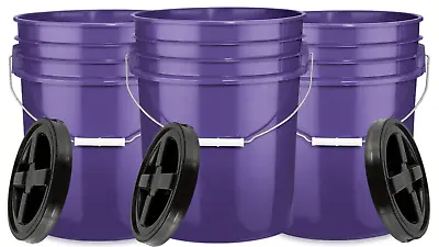 5 Gallon Bucket Pail With Screw On Air Tight Lid- Food Grade BPA Free ( 3 Pack) • $56.77