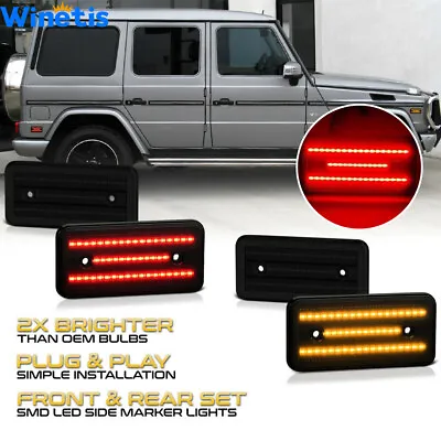 Smoked Lens Front + Rear LED Side Marker Lights For 02-14 Mercedes G550 G63 W463 • $39.99