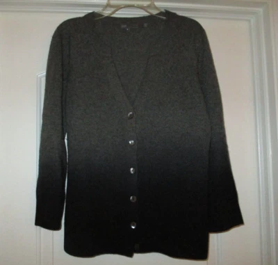 $14.99 • Buy Women's VINCE Gray Black Ombre Cardigan Sweater Size M 100% Cashmere EUC