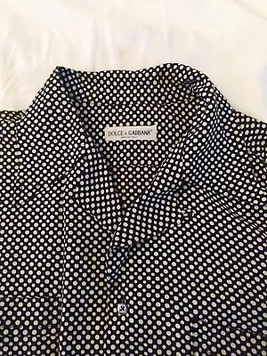 Dolce & Gabbana Short Sleeve Button Front Vintage B/W Dot Shirt Men’s Medium • $70
