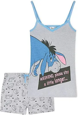 Disney Womens Pyjama Sets Eeyore Cotton Shorts And Top PJs Set For Ladies • £14.49