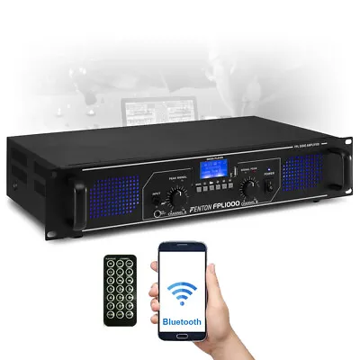 Bluetooth Amplifier With USB Phono AUX Input EQ Blue LEDs Hifi Home Stereo 1000W • £155