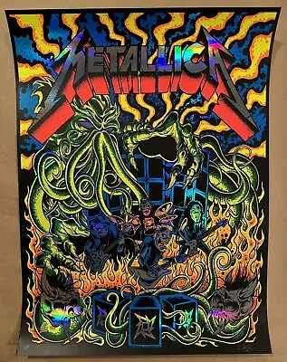 Metallica “Ktulu Rise” Rainbow Foil AP Poster Signed By Dirty Donny -See Photos- • $325