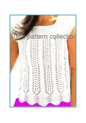 Ladies Cotton Summer Top Knitting Pattern In DK. Lacy Design. Sirdar. • £2.99