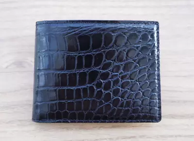 Black Genuine Alligator Crocodile BELLY Leather SKIN Men Bifold Wallet • $50.15