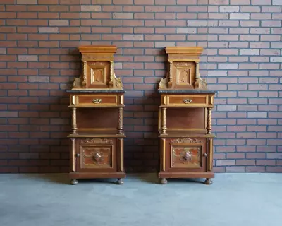 Antique Victorian Marble Top Nightstands ~ Bedside Chests ~ A Pair • $4995