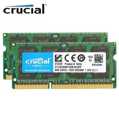 CRUCIAL DDR3L 8GB 16GB 32GB 1600 MHz PC3-12800 Laptop Memory RAM SODIMM 204-Pin • £13.80