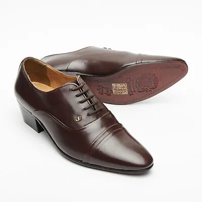 Lucini 26286 Men's Leather Designer Lace Up Cuban Heel Formal Wedding Shoes • £54.99