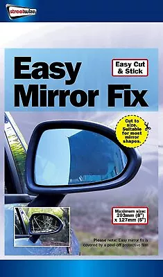 Streetwize Easy Fix Mirror Repair Kit 8 X 5 Inch Cut To Size Wing Mirror Fixing • £5.72