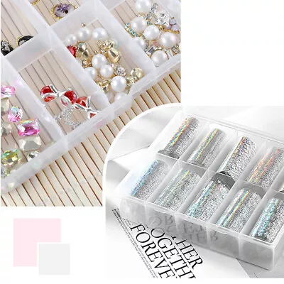 Nail Art Storage Case Rhinestone Gems Accessories Clear Plastic Empty Conta`UL • £5.49