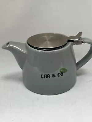 Cha & Co Grey Teapot With Metal Strainer Green Tea Small Teapot  #LH • £5.41