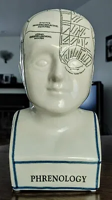 BRAND NEW PHRENOLOGY LARGE HEAVY GLOSSY CERAMIC GRAY HEAD With TATTOO MARKS. NWT • $44.99