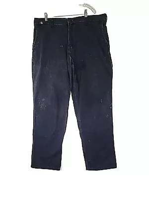 Carhartt FR 40x34 Navy Blue Canvas Work Pants 371-20 Mechanic Flaws #902 • $24.95