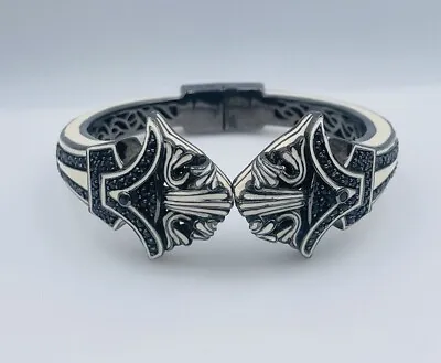 Matthew Campbell Laurenza MCL Sterling Silver Enamel Black Sapphire Bracelet • $800