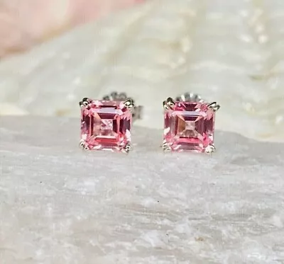 3 Ct. Pink Ascher Lab Created Diamond Stud In 925 Sterling Silver • $245