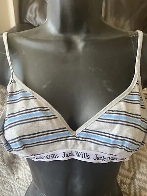£4.50 • Buy Ladies Jack Wills Grey Stripe Non Wired Bra Size 6