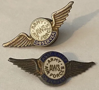 Vintage WW2 AWS Army Air Force Chief Observer Wings Military Insignia Pin Set 2 • $19