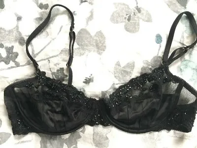 NWOT Elle Macpherson Intimates Memento Bra Black Lace Embellished 36B • $44.99