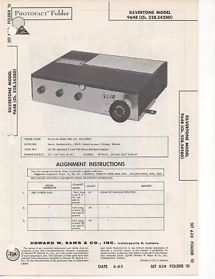 1963 Silvertone 9648 Stereo Multiplex Adapter Service Manual Photofact Schematic • $10.99