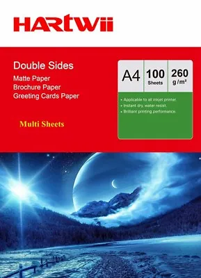 $34.99 • Buy A4 Matte Matt Double Sided Photo Paper Inkjet Paper Print 260Gsm 100-1000 Sheets