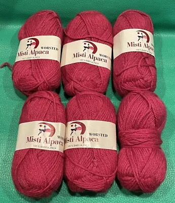 Pink Color 3780 Misti 100% Baby Alpaca 4 Ply Worsted Yarn 109 Yds- Lot 6 Skeins • $39.99