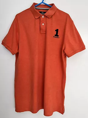 Hackett Of London Mens M Polo Shirt Number 1 Orange Short Sleeve • £14.99