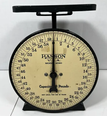 Vintage Scale Hanson 60 Lb. Black 2060 - Farmhouse Kitchen/Industrial Steampunk • $55