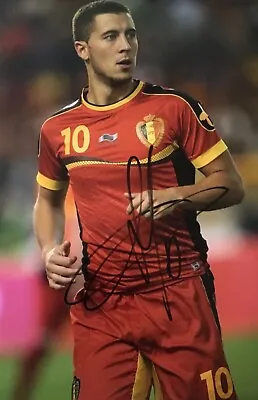 Eden Hazard Signed 12x8 Belgium Photo A  UACC Registered Dealer AFTAL RACC COA • £59.99