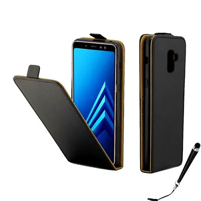 Black Leather Flip Wallet Case Cover For Samsung Galaxy A8 2018 + Stylus • $9.99