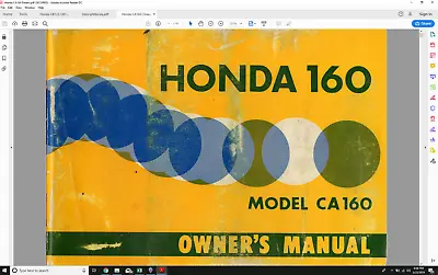 Honda CA160 Benly Baby Touring Dream 1966 - 1969 Owners Manual PDF  • £11.26