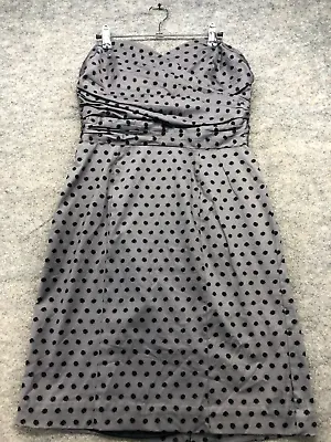 H&M Dress Size 12 Gray Black Polka Dot Strapless Cocktail • $12.79