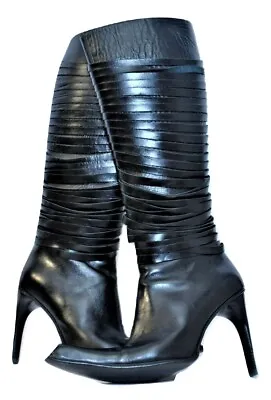 Vera Gomma  Knee High Juno Stiletto Heel Boots Black Size 38 • $56.69
