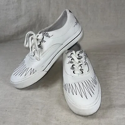 $30 • Buy ZARA MAN Embroidered Shoes Sneakers  White Leather Men's Sz EU 41 7.5-8 US